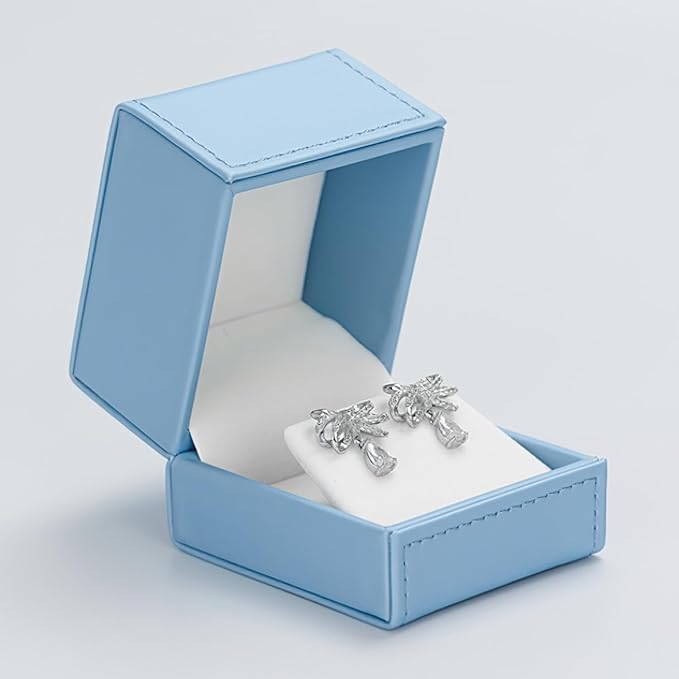 Leather Earring Gift Box Jewelry Gift Boxes Trinket Storage Case for Anniversary Wedding Birthday Mother's Day Gifts(Blue)