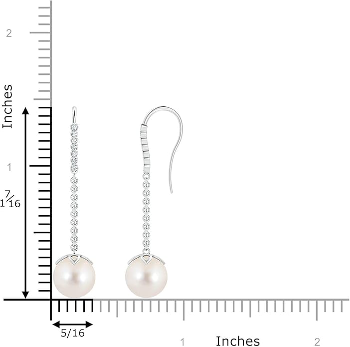 ANGARA Freshwater Pearl Earrings for Women | Round Freshwater Cultured Pearl Diamond Drop Earrings in 14K Solid Gold/Platinum | June Birthday, Anniversary, Gemstone Jewellery Gift