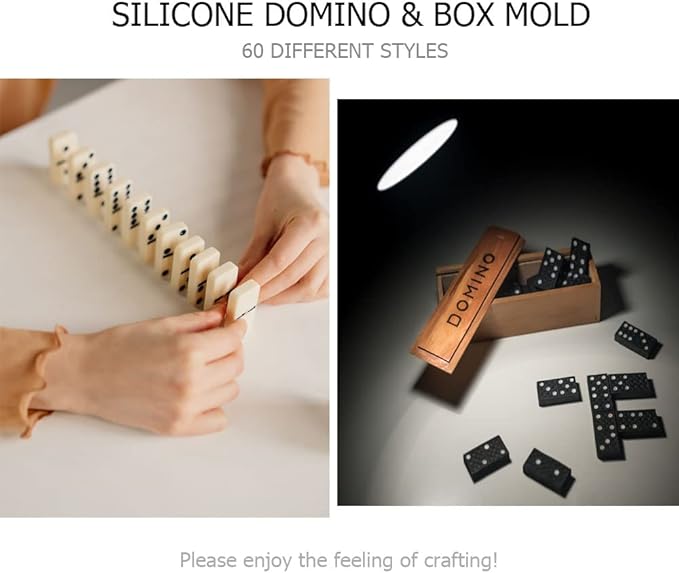 3 Packs Domino Molds and Dominoes Box Molds, CNYMANY 60 Cavities Double 9 Silicone Epoxy Resin Casting Jumbo Mold Clay Mold Storage Box Mold for DIY Pendant Jewelry Crafts Making Tool