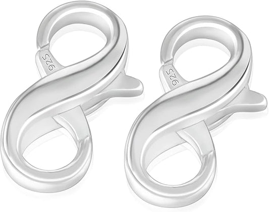 Jadive 2 Pcs Lobster Clasp 925 Sterling Silver Double Opening Lobster Clasp and Closures Bracelet Extender Necklace Connector for DIY Jewelry Repair Kit Bracelet Necklace Closing(Silver)