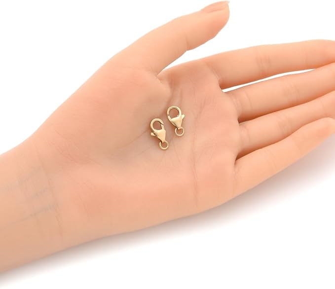 2pcs Adabele Real 1/20 14K Gold Filled 12mm Lobster Claw Trigger Clasps Open Jump Ring Non Tarnish for DIY Craft Jewelry Making JK3-D2