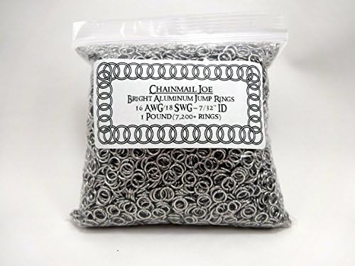 1 Pound Bright Aluminum Chainmail Jump Rings 18G 7/32" ID (7200+ Rings)