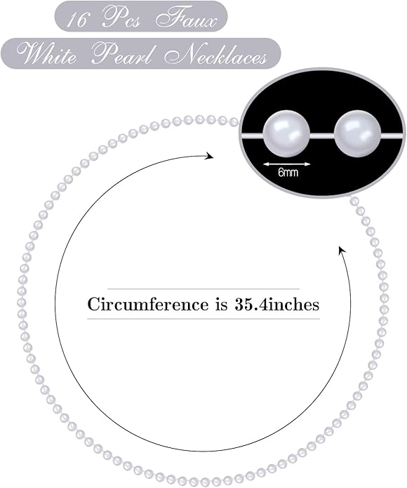 Faux Pearl Bead Necklace Bulk Women Beads Necklaces for Flapper Tea Party Wedding Decorations Valentine's Day Mardi Gras