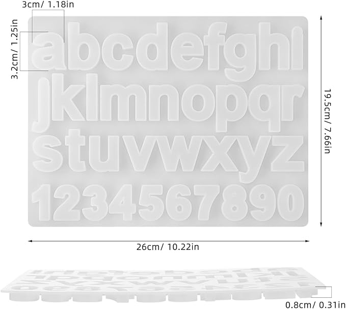 1pc Alphabet Ornament Mold Alphabet Resin Molds Silicone Molds for Resin Number Silicone Keychain Molds DIY Sugar Mould Number Manual Chocolate Candies Child