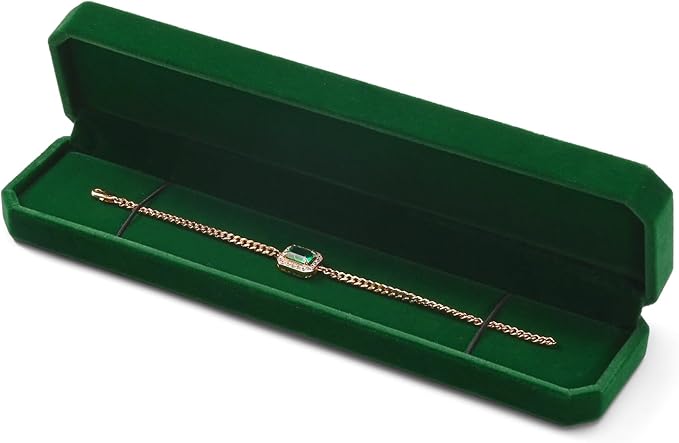 Green Velvet Interior Jewelry Necklace Gift Box Green Long Chain Necklace Box