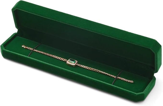 Green Velvet Interior Jewelry Necklace Gift Box Green Long Chain Necklace Box