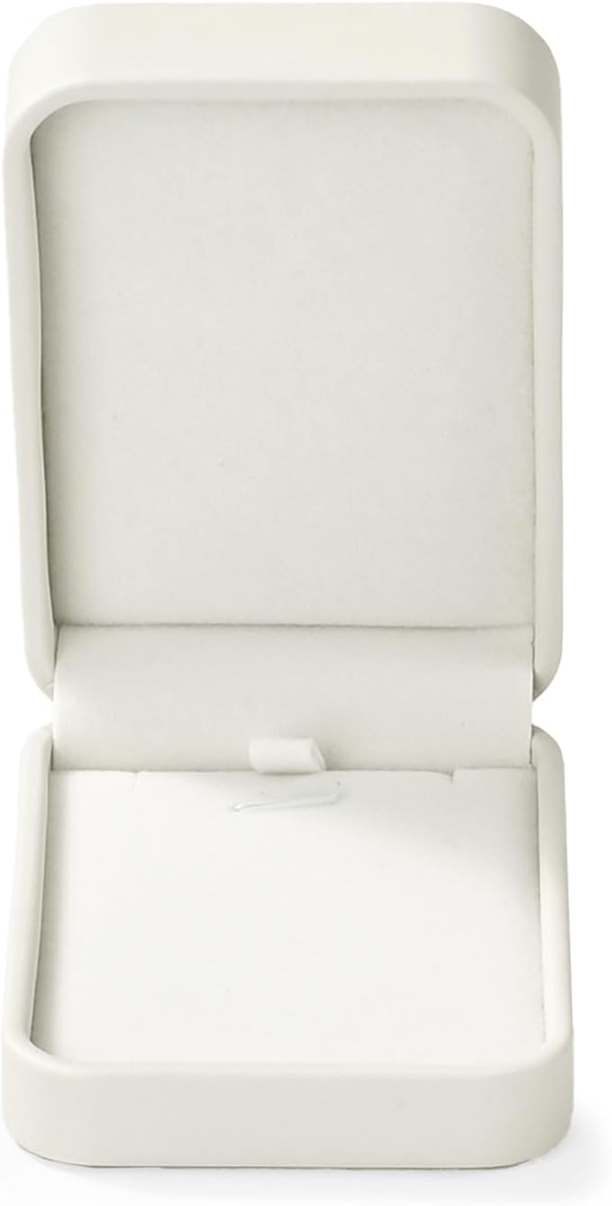 Leather Necklace Box Velvet Interior Necklace Gift Box Pendant jewelry Case Display Storage Case for Anniversary Wedding Birthday Mother's Day Gifts (White)