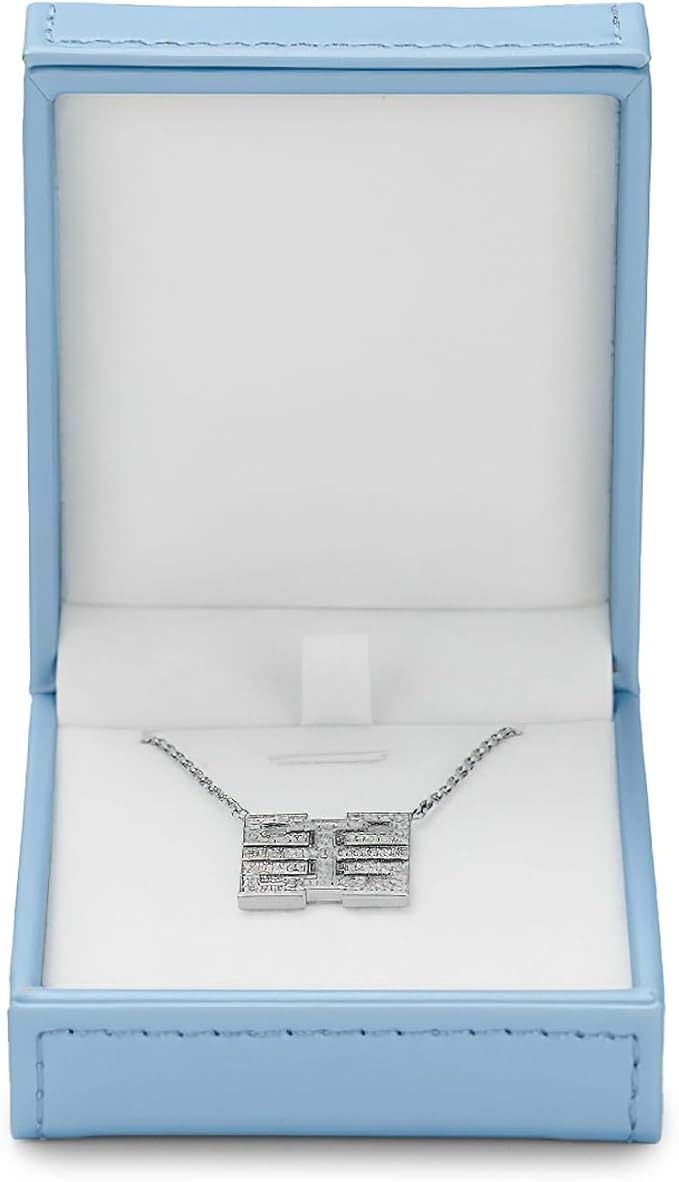 Leather Necklace Box Necklace Gift Box Velvet Interior Pendant Case Long Chain Display Storage Case for Anniversary Wedding Birthday Mother's Day Gifts (Blue)