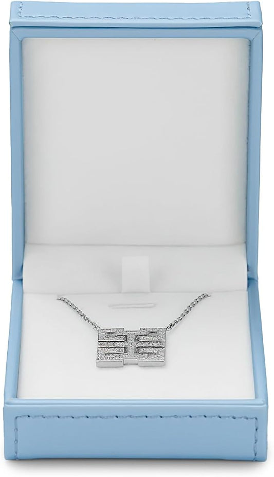 Leather Necklace Box Necklace Gift Box Velvet Interior Pendant Case Long Chain Display Storage Case for Anniversary Wedding Birthday Mother's Day Gifts (Blue)