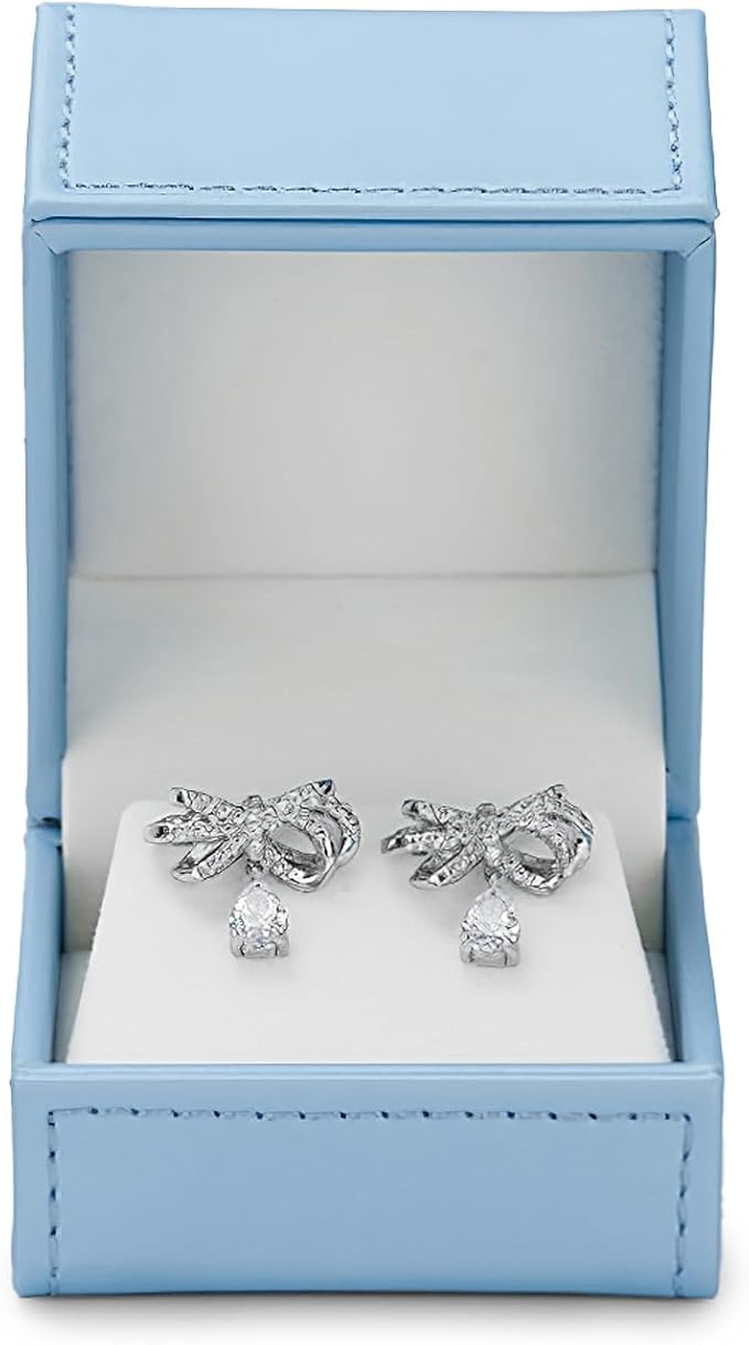 Leather Earring Gift Box Jewelry Gift Boxes Trinket Storage Case for Anniversary Wedding Birthday Mother's Day Gifts(Blue)