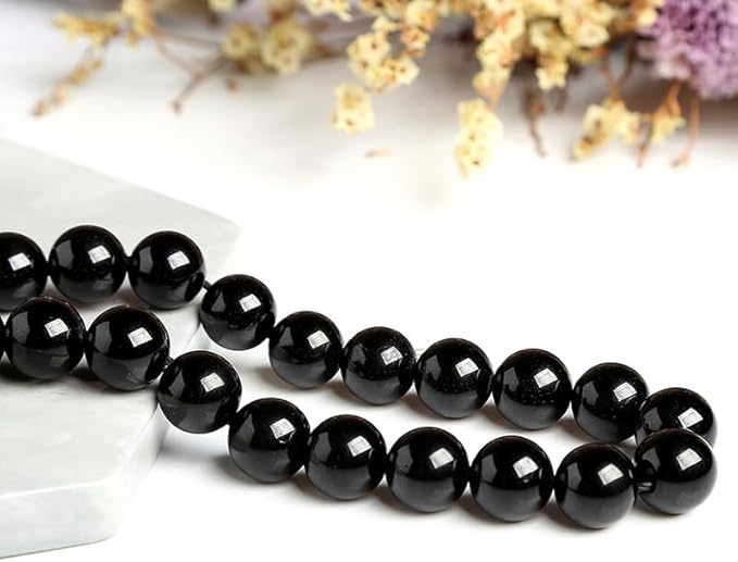 Natural Stone Genuine Stones DIY Black Onyx Round Beads 8mm 100pcs Beading Loose Gemstone Hole Size 1mm Charm Smooth Beads for Bracelets Necklaces Earrings (Black Onyx 8mm)