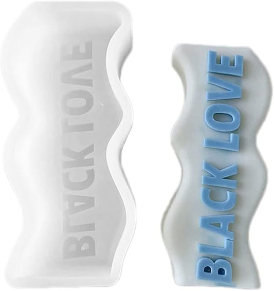 TOPYS Wave Alphabet Letter Pillar Silicone Candle Molds, DIY Casting Epoxy Letter Molds for Clay Resin Pendant Plaster Carving Making Aromatherapy White Elephant Gifts (Black Love)