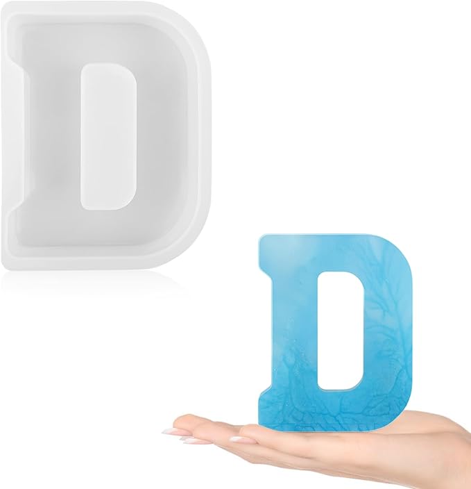 Gartful Resin Letter Molds for Casting, D Capital Alphabet Resin Silicone Molds for Epoxy, Thick 3D Silicone Letter Molds for Making Letters, Word Sign Art, DIY Crafts, Making Candle, Party Home Decor