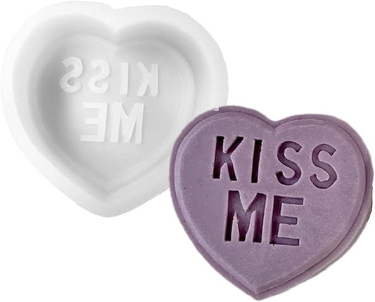 TOPYS Heart Alphabet Letter Silicone Candle Molds, DIY Casting Epoxy Letter Molds for Clay Resin Pendant Plaster Carving Making Aromatherapy Valentine's Day Gifts (kiss me) (TOPYS-20221110-7)