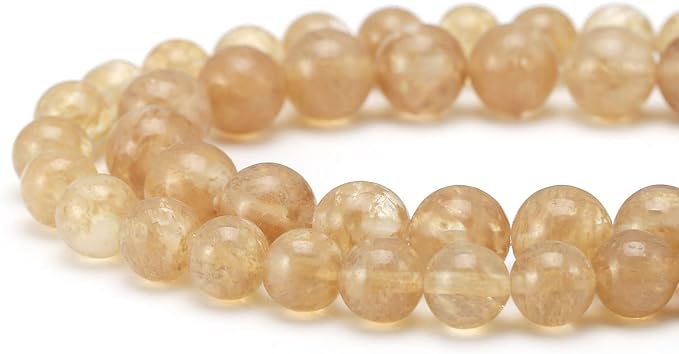 Youngbling Natural Crystal Beads for Jewelry Making,6mm Gold Rutilated Quartz Polished Round Smooth Stone Beads for Bracelet Necklace 15 Inch