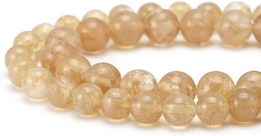 Youngbling Natural Crystal Beads for Jewelry Making,6mm Gold Rutilated Quartz Polished Round Smooth Stone Beads for Bracelet Necklace 15 Inch