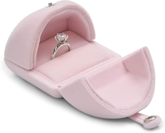 Oirlv Pink Velvet Ring Box for Proposal,Engagement,Wedding Cute Ring Gift Case