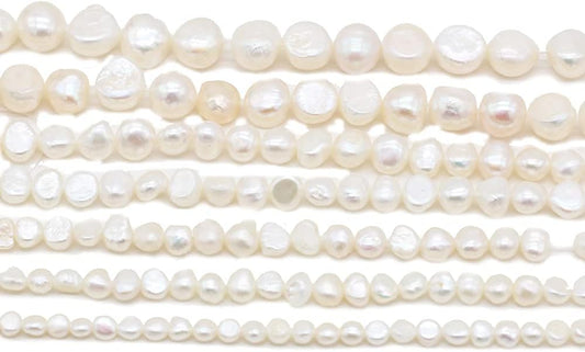 Natural Pearl, Natural Freshwater Cultured Pearls Beads Punch Loose Beads for DIY Jewelry Making Necklace Bracelet Women 14 Inches 2 Strands Pack