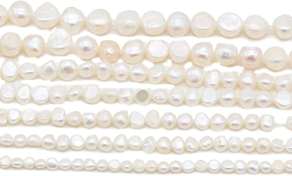 Natural Pearl, Natural Freshwater Cultured Pearls Beads Punch Loose Beads for DIY Jewelry Making Necklace Bracelet Women 14 Inches 2 Strands Pack