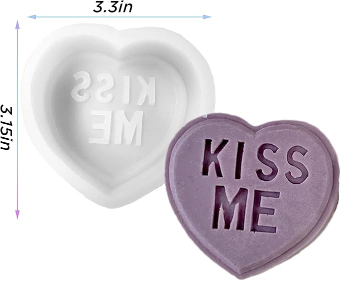 TOPYS Heart Alphabet Letter Silicone Candle Molds, DIY Casting Epoxy Letter Molds for Clay Resin Pendant Plaster Carving Making Aromatherapy Valentine's Day Gifts (kiss me) (TOPYS-20221110-7)