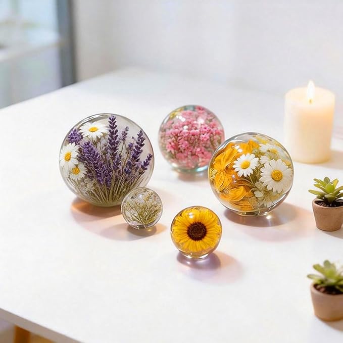 Loyohep Set of 4,3",2.5",2",1.7",1.3",0.9" Clear Sphere Molds Silicone,Large 3D Seamless Sphere Silicone Molds for Resin Casting,Round Ball Orbs Epoxy Resin Molds for Jewelry, Soap, Candle,Flower DIY