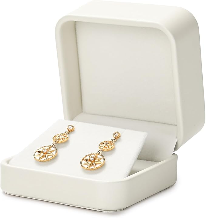 Leather Earring Box Earring Gift Box Jewelry Gift Boxes Trinket Storage Case Showcase Display for Anniversary Wedding Birthday (Beige)