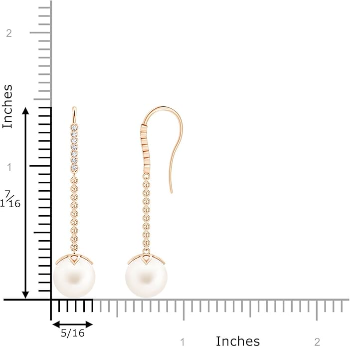 ANGARA Freshwater Pearl Earrings for Women | Round Freshwater Cultured Pearl Diamond Drop Earrings in 14K Solid Gold/Platinum | June Birthday, Anniversary, Gemstone Jewellery Gift