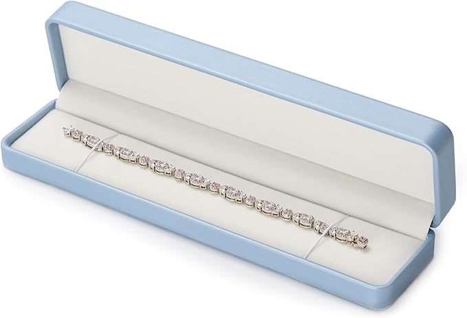 Blue Leather Bracelet Necklace Box Jewelry Gift Boxes for Bracelet Necklace Chains Choker Storage For Birthday, Wedding, Valentine's Day, Mother's Day Gifts(Blue)