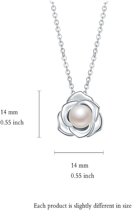 "Lovely Rose" High Polished 925 Sterling Silver Earrings with 7mm Natural Freshwater Pearl