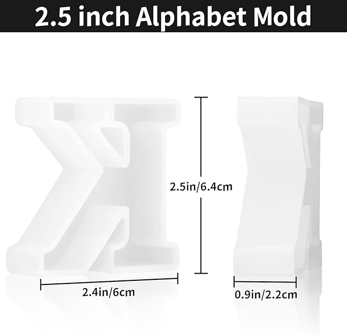 Gartful Resin Letter Molds, K Capital Alphabet Epoxy Resin Mold, Thick 3D Silicone Letter Molds for Making Letters, Word Sign Art, DIY Crafts, Making Candle, Party, Home Decor