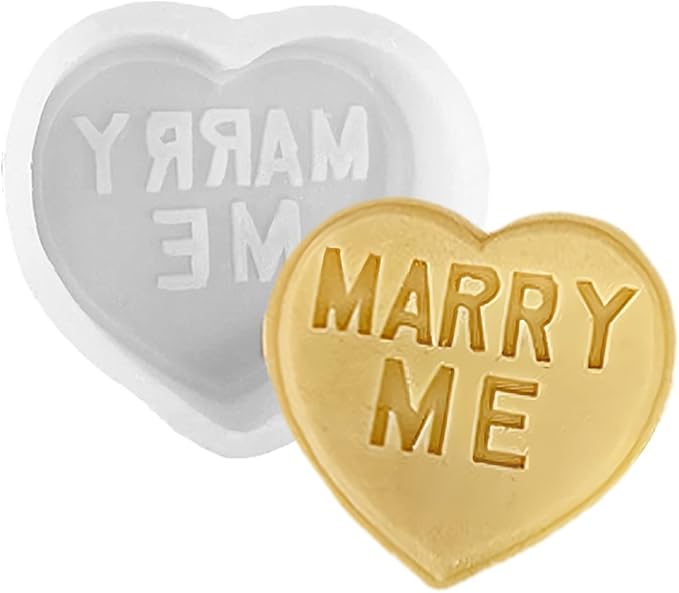TOPYS Heart Alphabet Letter Silicone Candle Molds, DIY Casting Epoxy Letter Molds for Clay Resin Pendant Plaster Carving Making Aromatherapy Valentine's Day Gifts (Marry me)