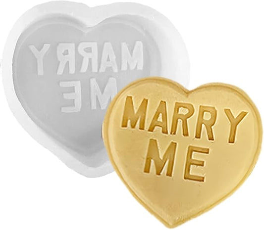 TOPYS Heart Alphabet Letter Silicone Candle Molds, DIY Casting Epoxy Letter Molds for Clay Resin Pendant Plaster Carving Making Aromatherapy Valentine's Day Gifts (Marry me)