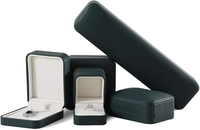 Leather Jewelry Box, Green Earring Storage, Luxury Gift Box for Engagement, Wedding, Elegant Diamond Case