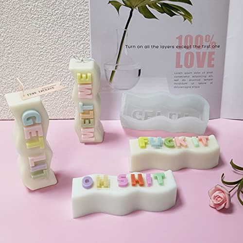 TOPYS Wave Alphabet Letter Pillar Silicone Resin Mold Candles Molds, Letter Candle Chocolate Mold for Resin Pendant Plaster Carving Making Aromatherapy White Elephant Gifts (Fuck IT)