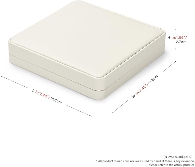 Oirlv Luxury Leather Jewelry Set Box Big Necklace Storage Case Jewelry Gift Box for Bracelet Necklace Earring Ring(Creamy-white)