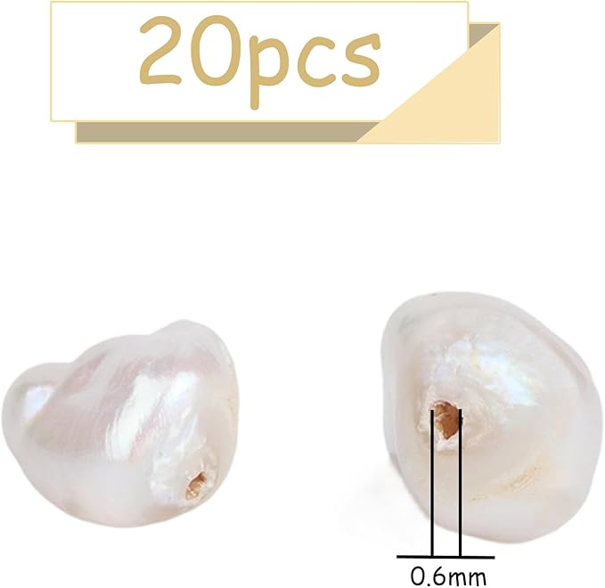 20pcs 6-8mm Keshi Baroque Pearl Beads, Irregular Freshwater Pearls for Jewelry Making, Bracelets, Necklaces and DIY Craft