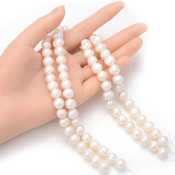Adabele 28 Inch Real Natural Potato Round White Cultured Freshwater Pearl Loose Beads 10-11mm for Jewelry Craft Making FP3-11