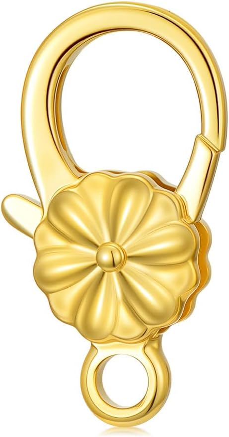 10K Gold Jewelry Clasp Necklace Extender Clasp Bracelet Extension Connector for DIY Necklace Bracelet Anklet Jewelry Making (Style 9)