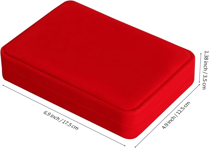 LETURE Large Velvet Jewelry Set Box, Big Necklace and Ring Earring Pendant Gift Box, Pearl Necklace/Chunky Necklace Jewelry Storage Case (Wine Red)