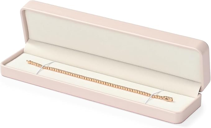 Pink Necklace Bracelet Box Long Chain Bracelet Necklace Gift Box Storage Case for Proposal Wedding Day Valentine's Day Gift,Velvet Interior(Pink)