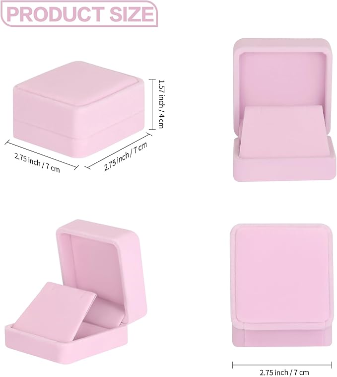 2 Pieces Velvet Earring Gift Box, Small Jewelry Storage Holder Display Boxes For Earring Stud Necklace, Jewelry Showcase With Stereo Display Cardboard (PINK)