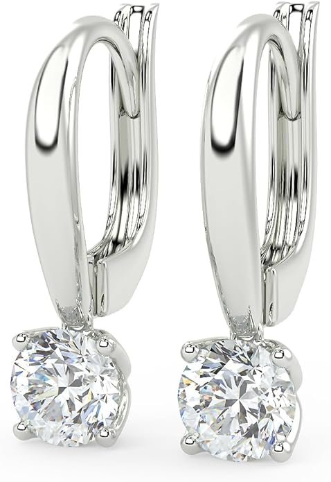 1/2 to 4 Carat Round Lab Grown Diamond Dangle Drop Earrings for Women I 14k Gold Earrings (G-H, VS1-VS2, 0.5 to 4 cttw) 4-Prong Set Brilliant Cut Diamond Leverback by Carbon Atelier