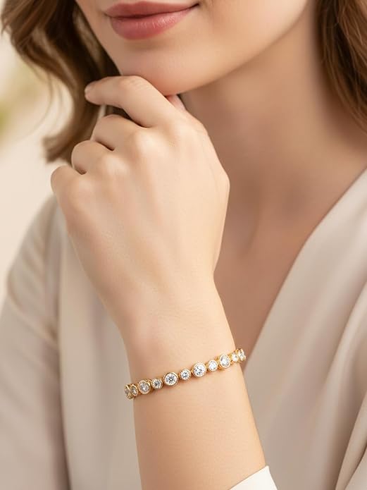 D Color VVS1 Clarity Moissanite and Genuine Sapphire/Emerald/Ruby Tennis Bracelets for Women 2.22ct-10.45ct, Solid 925 Sterling Silver, Anniversary Wedding Valentines Jewelry for Her, Length 5.9-7.5 Inch(15-19cm)