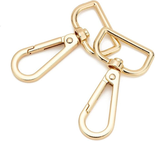 9 Pcs D Ring Swivel Lobster Claw Clasp Push Gate Snap Hooks Trigger Clips for DIY Crafts Keychain Purse Handbag Making,1 Inch Glod