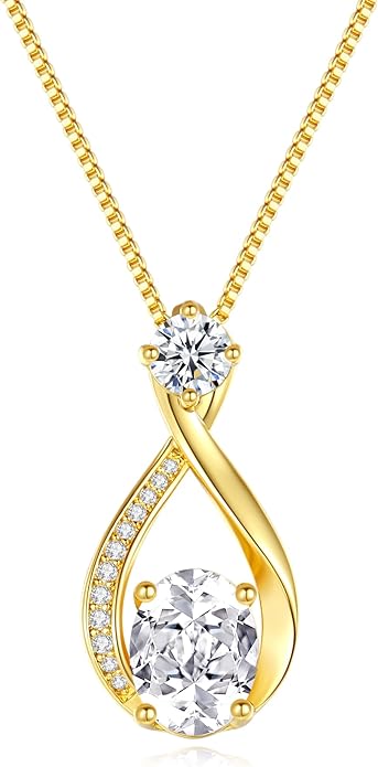 1.5CT Moissanite Infinity Pendant Necklace in Gift Box|Anniversary Wedding Gifts for Women Wife Her|S925 Sterling Silver 18K White Gold/Gold Filled|Jewelry for Birthday Christmas Valentines Day