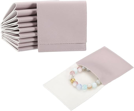 PATIKIL 20 Pack PU Leather Jewelry Pouch, 3" x 3" Envelope Style Jewelry Pouches for Bracelets Necklaces Earrings Rings, Small Luxury Bags for Wedding Candy Gift Storage, Light Purple