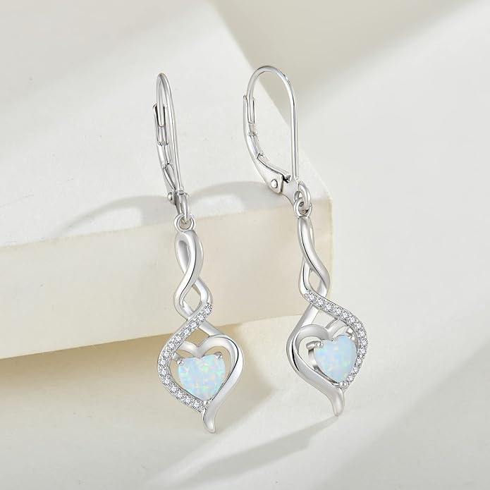 Starchenie Infinity Heart Earrings Sterling Silver Twisted Leverback Earring Gemstones Jewelry for Women