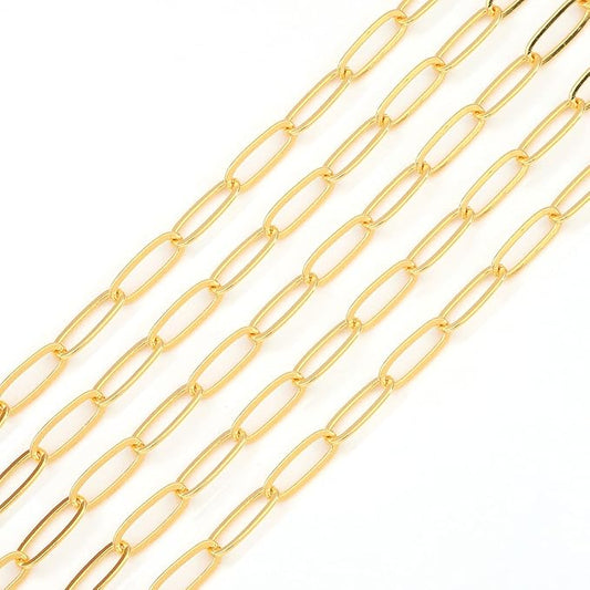 BEADIA 18K Gold Plated Oval O Chains 5.0mm 1 Meters for Jewelry Making Findings