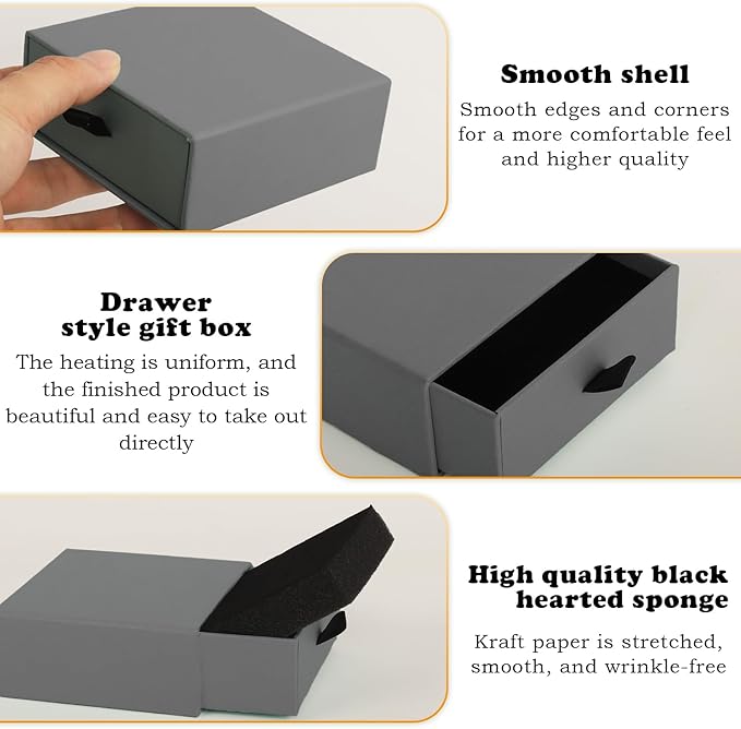 Nsmykhg Jewelry Gift Box Velvet-Lined,12 Pack Compact Drawer Style for Earrings & Rings, Necklace & Bracelet Organizer, 3.93x3.93x1.65 Inches, Stackable Elegant Jewelry Display & Storage Box (Grey)