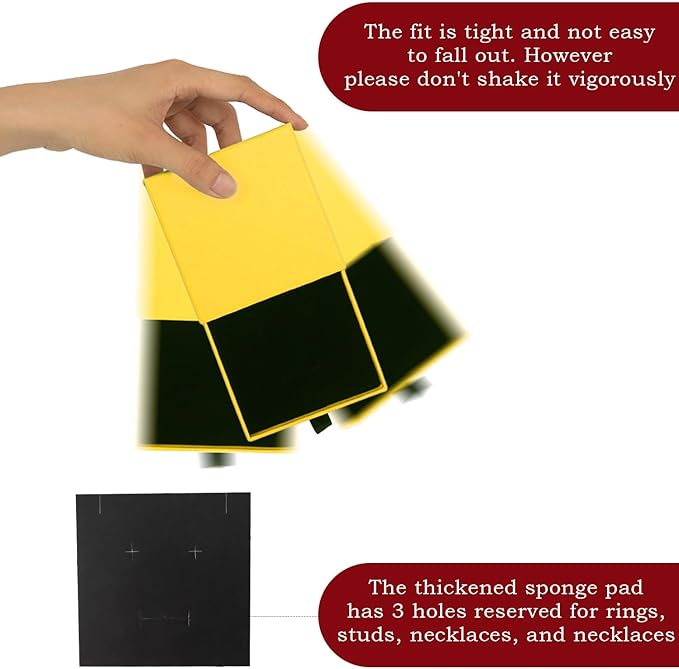 Nsmykhg Jewelry Gift Box Velvet-Lined,12 Pack Compact Drawer Style for Earrings & Rings, Necklace & Bracelet Organizer, 3.93x3.93x1.65 Inches, Stackable Elegant Jewelry Display & Storage Box (Yellow)